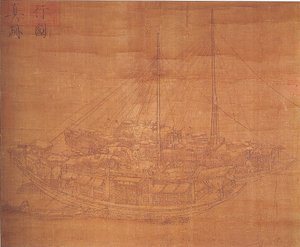 Viajando por el río en la nieve despejada de Guo Zhongshu